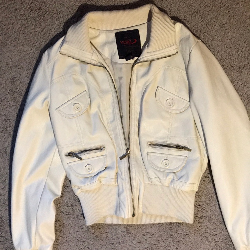 Cream color Leather Jacket